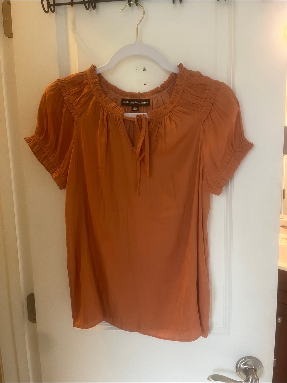 Catherine Malandrino Burnt Orange Short-Sleeve Peasant Blouse
